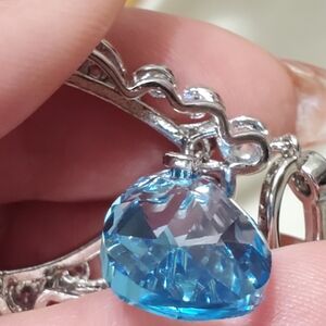 12,1ct Genuine Aquamarine Brazil  and  Pendant Silver